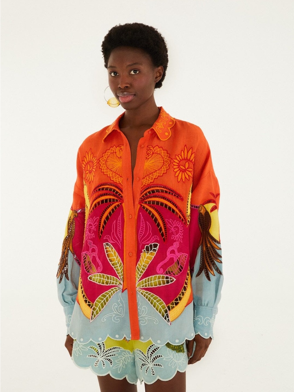 FARM RIO Multicolor Usiacuri Embroidered Richelieu Shirt